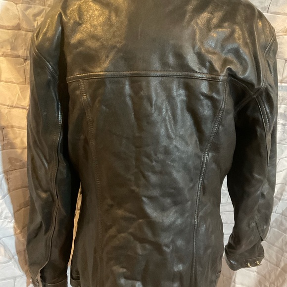 “DANIER” 100% Black Leather Fitted Button Up Jacket. - Picture 8 of 16